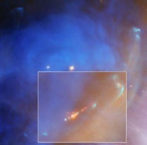 Hubble показав струмінь плазми «новонародженої» зірки у сузір’ї Оріон