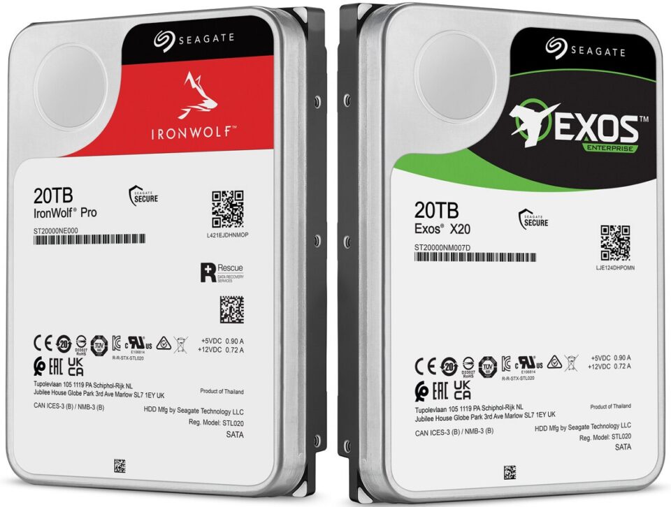 Seagate випускає 20-терабайтні жорсткі диски лінійок Exos та IronWolf Pro