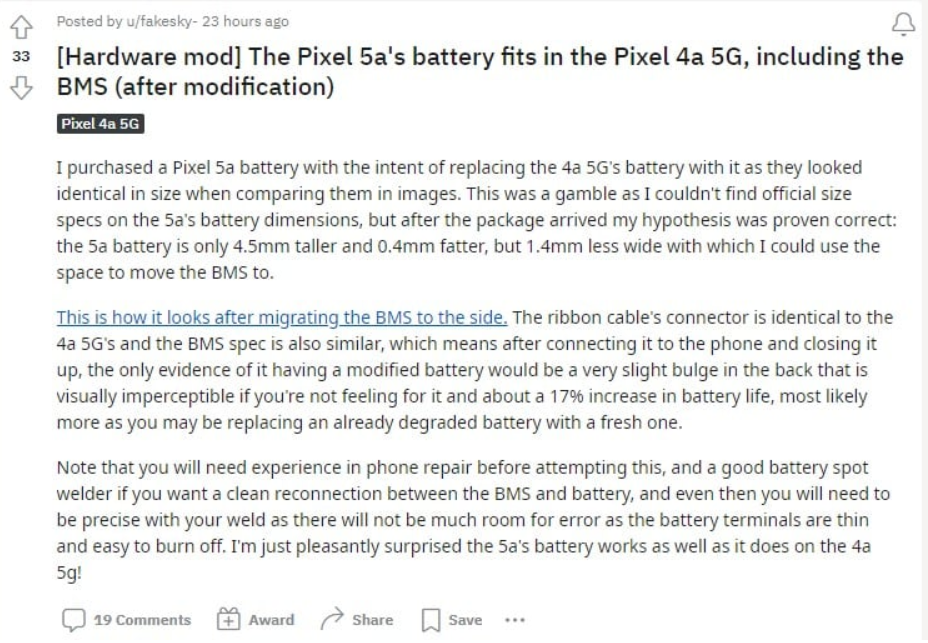 Чи може Google Pixel 4A використовувати акумулятор від Pixel 5A? Користувач Reddit перевірив це