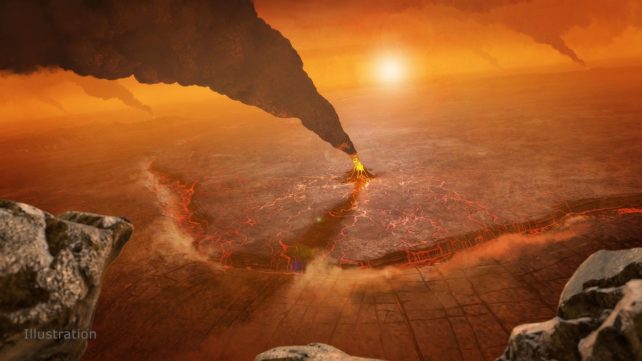 Ілюстрація вулканічної активності на Венері.