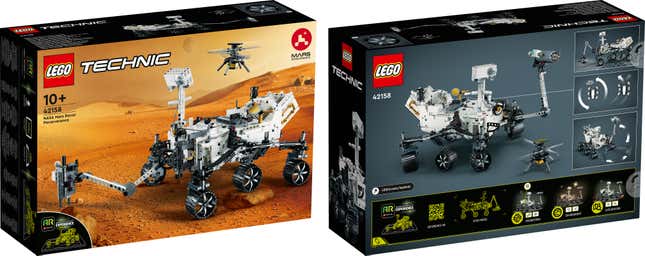 Лицьова та задня сторони упаковки моделі Lego Mars Rover Perseverance.
