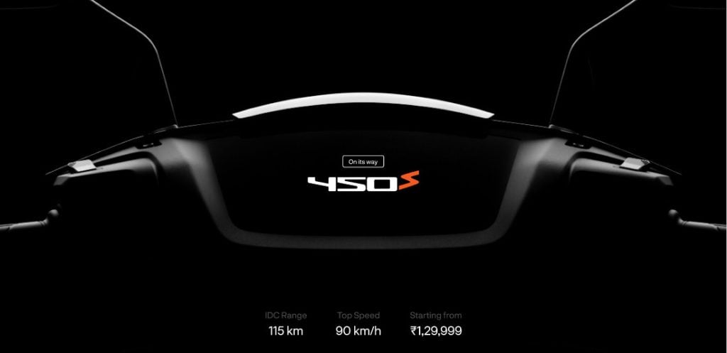 Ather 450S із запасом ходу 115 км і максимальною швидкістю 90 км/год показано в Індії