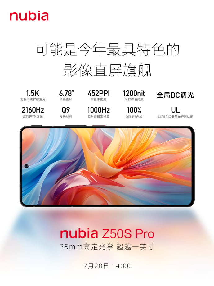 Nubia Z50S Pro: офіційні зображення та характеристики