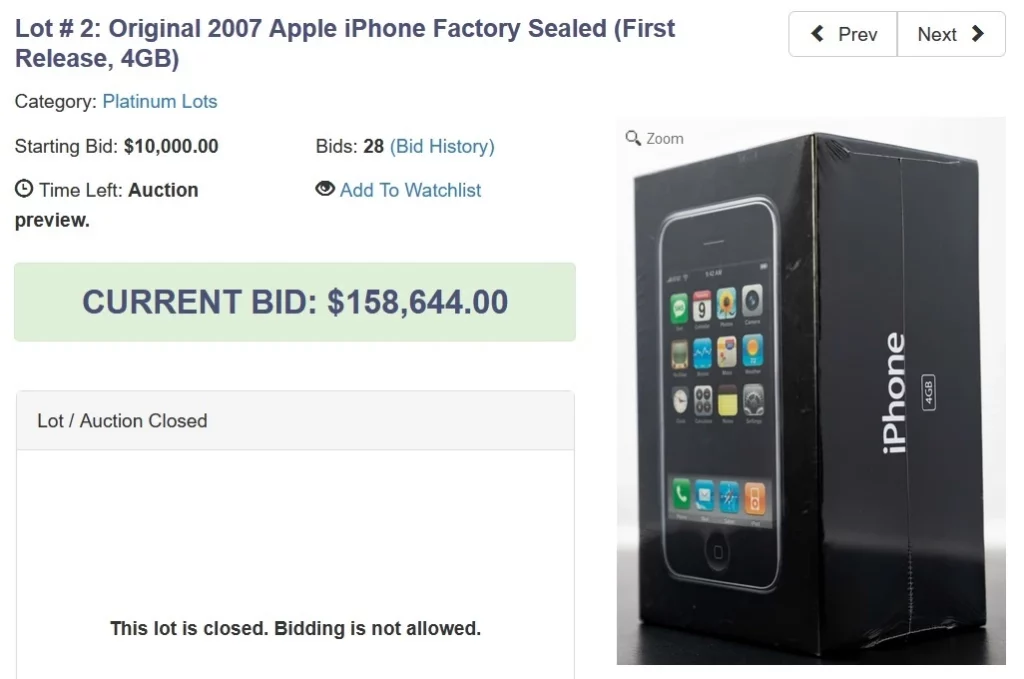 iPhone першого покоління 4 ГБ продано на аукціоні за рекордно високою ціною