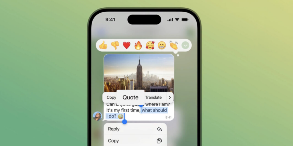 У Telegram додали відповіді на частину повідомлення і перемотування історій