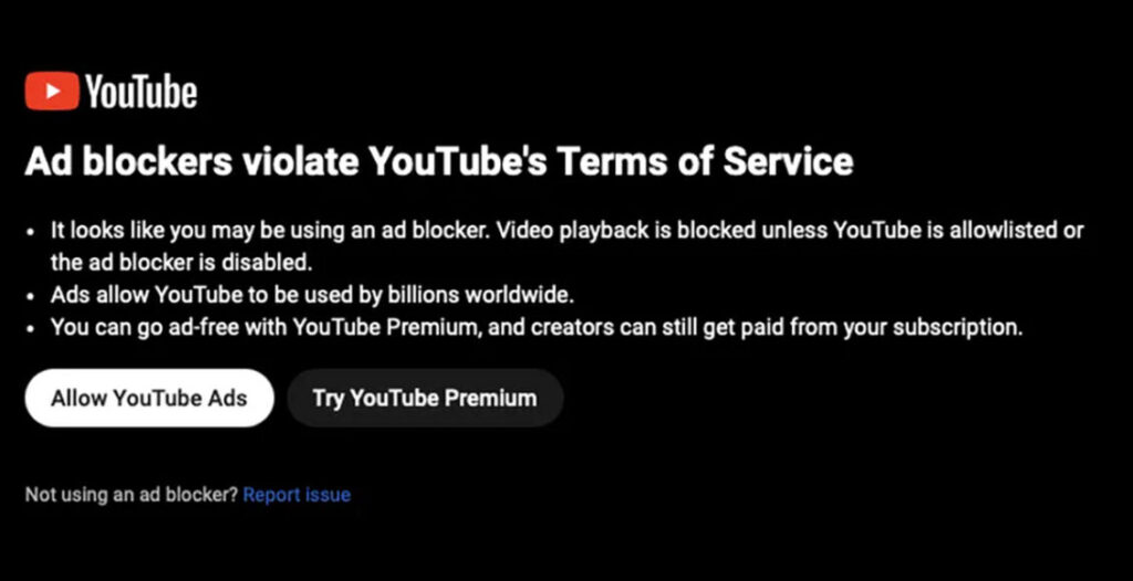 YouTube запустив глобальне блокування блокувальників реклами, яке раніше тестувалося