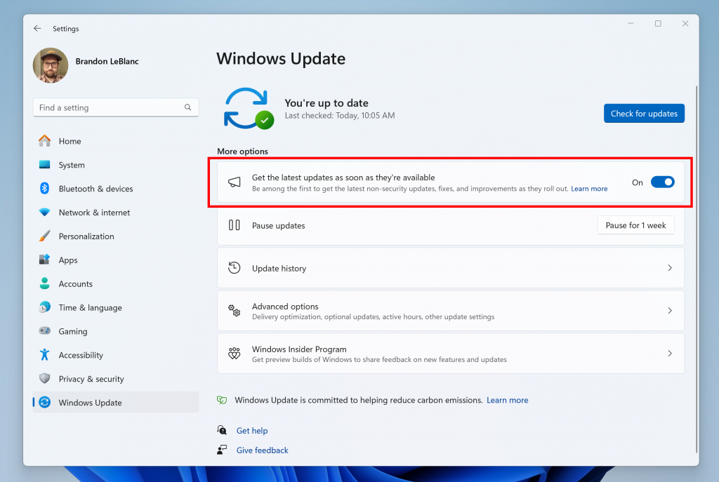 Microsoft Windows «Отримайте останні оновлення, щойно вони стануть доступними»