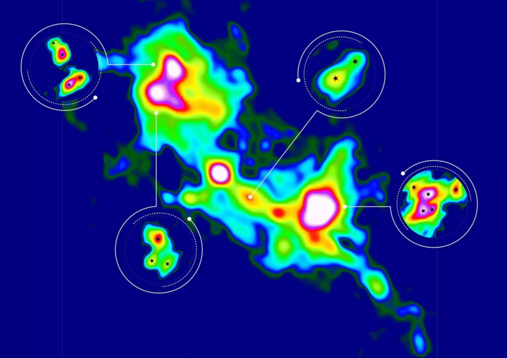 Астрономи вперше розглянули молекулярну хмару, де формуються системи з двох, трьох і навіть п'яти зірок