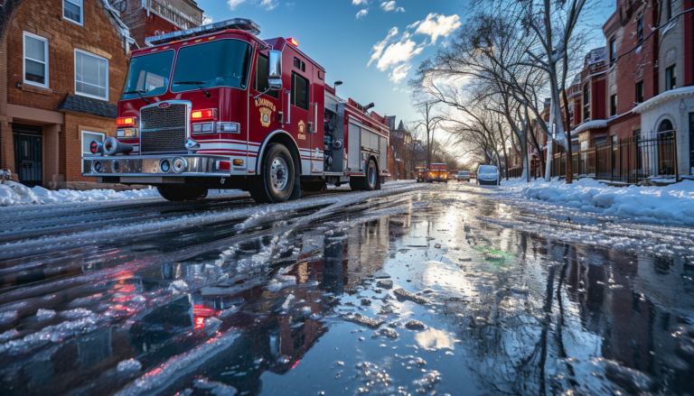 Пожежна машина в Міссурі не впоралась з кермуванням на крижаній дорозі (ВІДЕО)