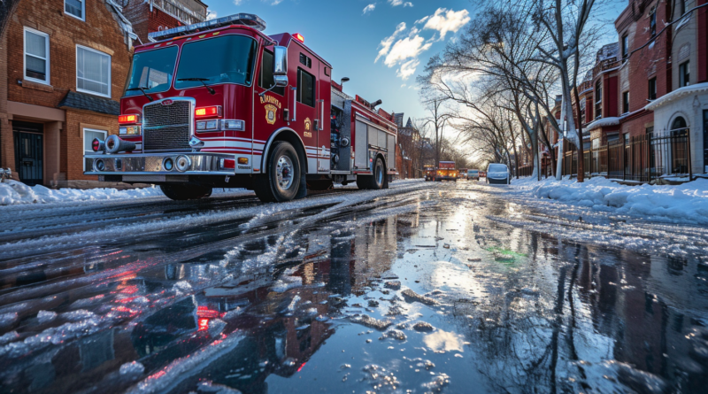 Пожежна машина в Міссурі не впоралась з кермуванням на крижаній дорозі (ВІДЕО)