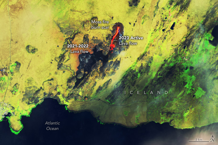 NASA виявили на супутниковому знімку витік тепла з нових тріщин в Ісландії