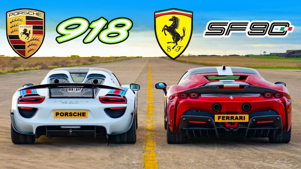 Супергібриди Ferrari SF90 Stradale та Porsche 918 Spyder влаштували гоночну дуель