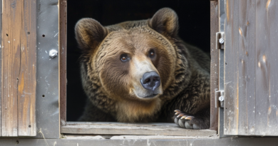 Ведмідь намагався проникнути до будинку через собачі двері (Відео)