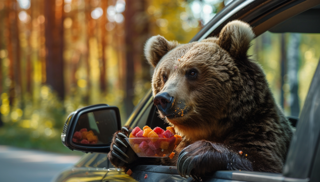 Ведмідь вдерся в машину жінки, щоб вкрасти цукерки (Відео)