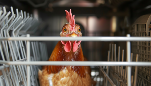 Курка прийняла посудомийну машину за найкраще у світі гніздо