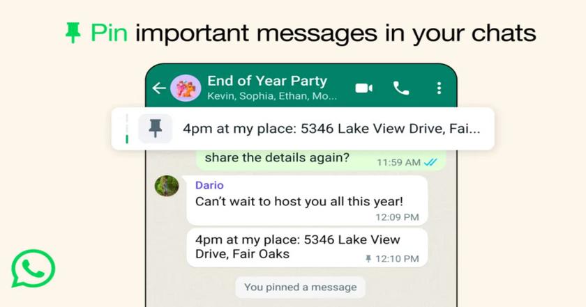 WhatsApp оновлюється: тепер у чатах можна закріпити до трьох ключових повідомлень