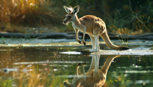 Кенгуру промчав прямо по воді на інший берег річки (Відео)