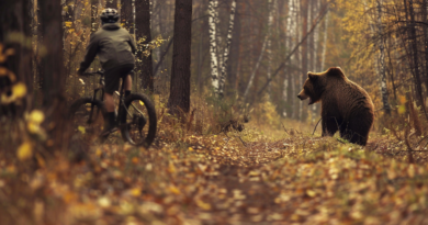 Зустріч велосипедиста з ведмедем у лісі потрапила на відео