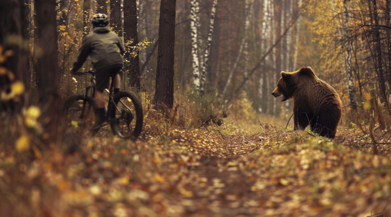 Зустріч велосипедиста з ведмедем у лісі потрапила на відео