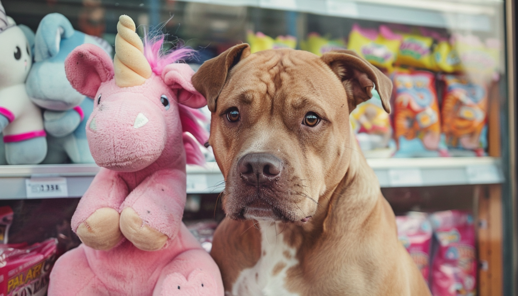 У США бездомний пес п’ять разів викрадав з магазину рожевого плюшевого єдинорога