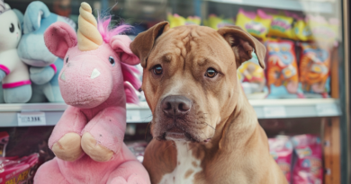 У США бездомний пес п’ять разів викрадав з магазину рожевого плюшевого єдинорога