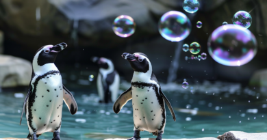 Пінгвінам із британського зоопарку подарували генератор мильних бульбашок