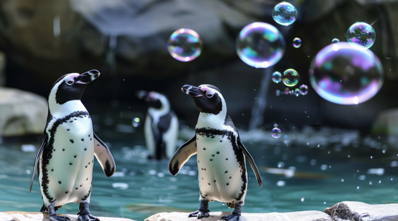 Пінгвінам із британського зоопарку подарували генератор мильних бульбашок