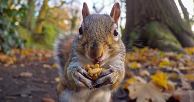 Британському фотографу пощастило записати відео, як немовля білки жує їжу (Відео)