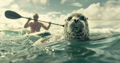 Англієць, плаваючи на дошці з веслом, зустрів тюленя і покатав його