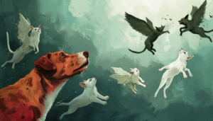 Пес підкрався до кішок і змусив їх злетіти