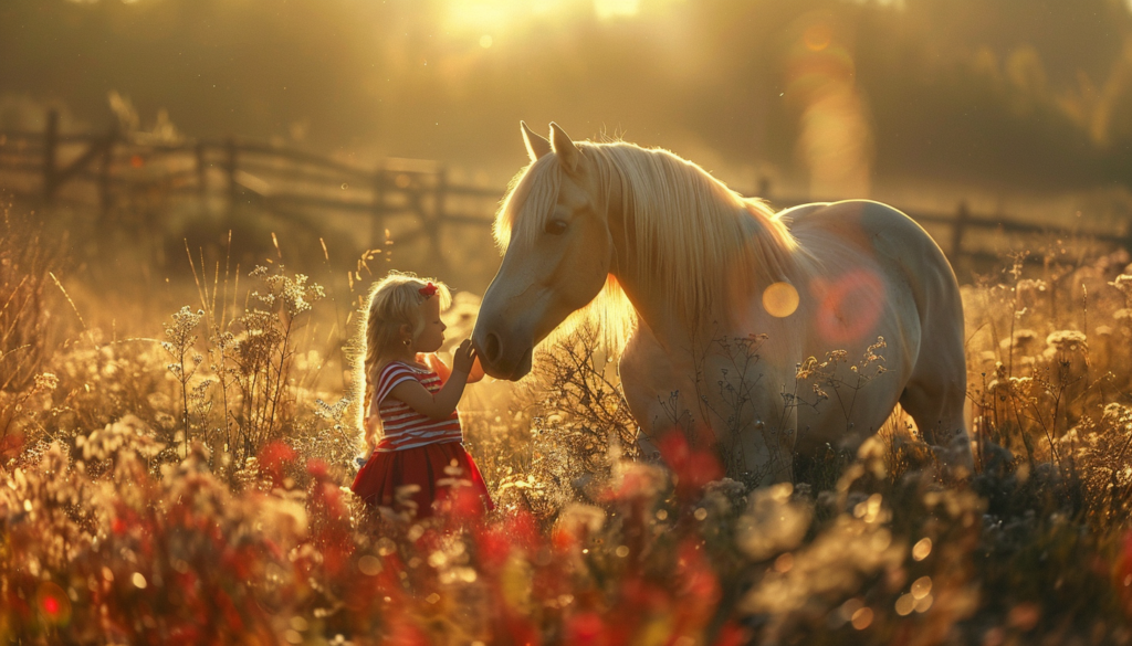 Трирічна дівчинка дуже любить коней і заспівала їм пісню, від якої вони зомліли від задоволення (Відео)