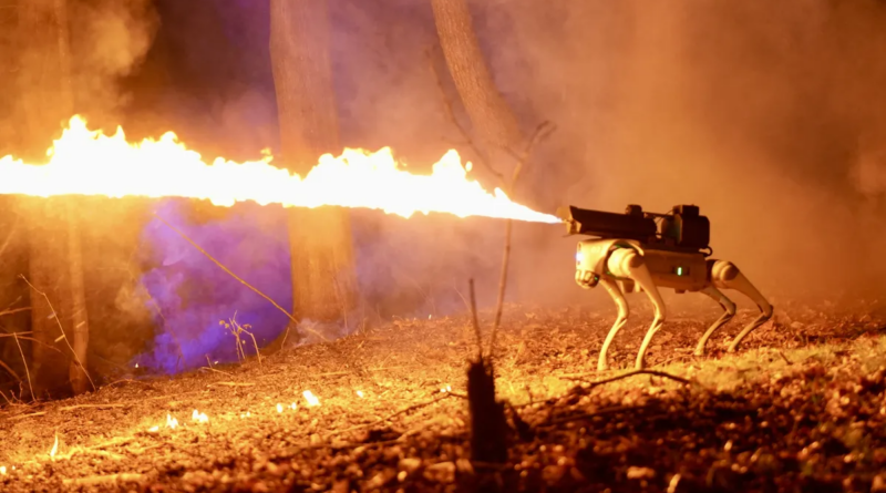 Перший у світі робот-собака, що метає вогонь, виставлений на продаж