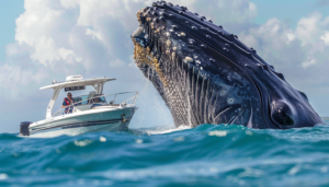 Туристка випадково зняла відео, як у човен врізався кит