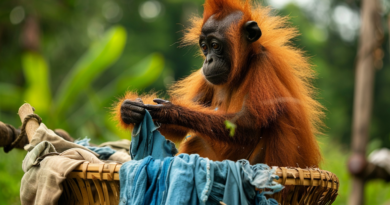 В Індонезії дика мавпа випрала вручну людський одяг (Відео)