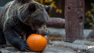 Ведмідь спробував вкрасти гарбуз з ґанку, але щось пішло не так