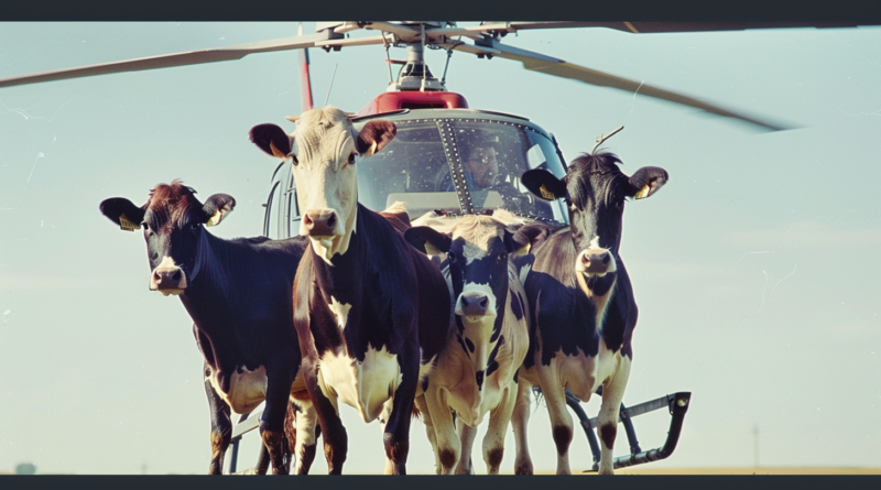 Корови, які не зуміли спуститися з гір, політали на вертольоті (Відео)