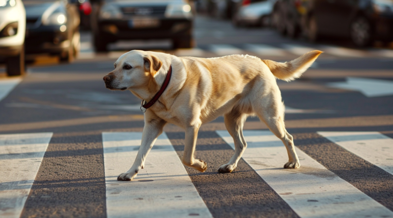 У Дніпрі собака перейшов дорогу дотримуючись усіх правил ПДР (Відео)