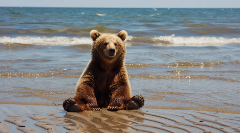 Ведмідь викупався на пляжі разом з людьми, що відпочивали, а потім втік (Відео)