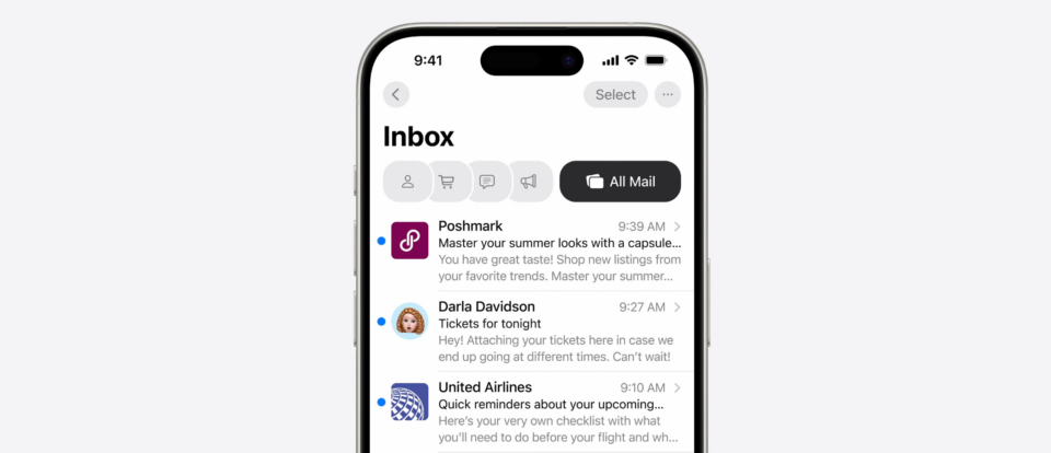 Apple представила оновлений додаток Mail з новими функціями та інтеграцією Apple Intelligence