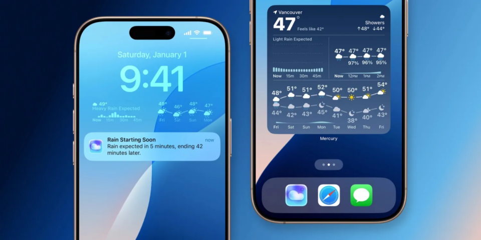 Mercury Weather тепер може надавати сповіщення про дощ та сніг