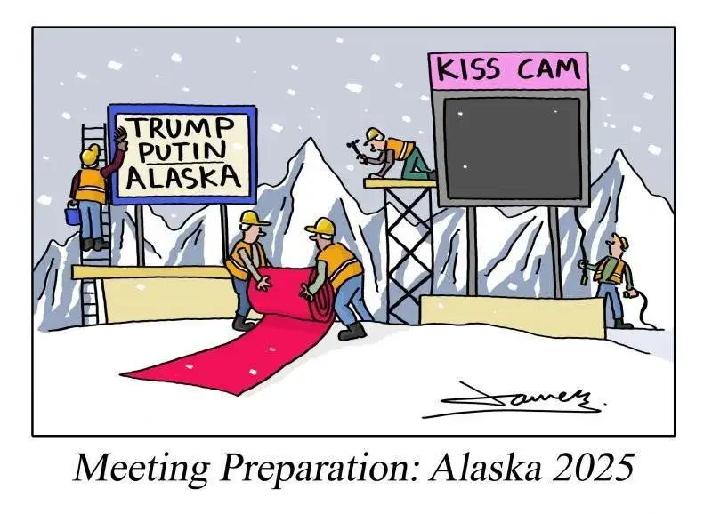 На тему зустрічі Трампа із російським диктатором з'явилося багато карикатур