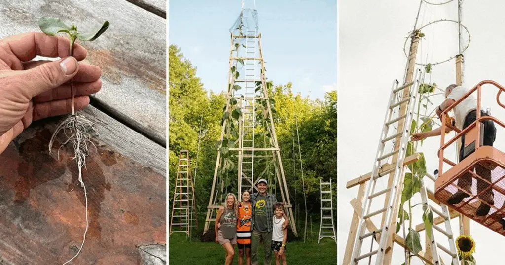 Заввишки з триповерховий будинок: українець виростив найвищий соняшник в історії (Фото)