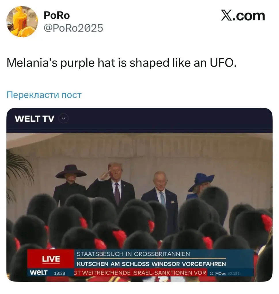 У мережі підняли на сміх Меланію Трамп, яка зустрілася з королівською родиною в непрактичному образі (Фото)