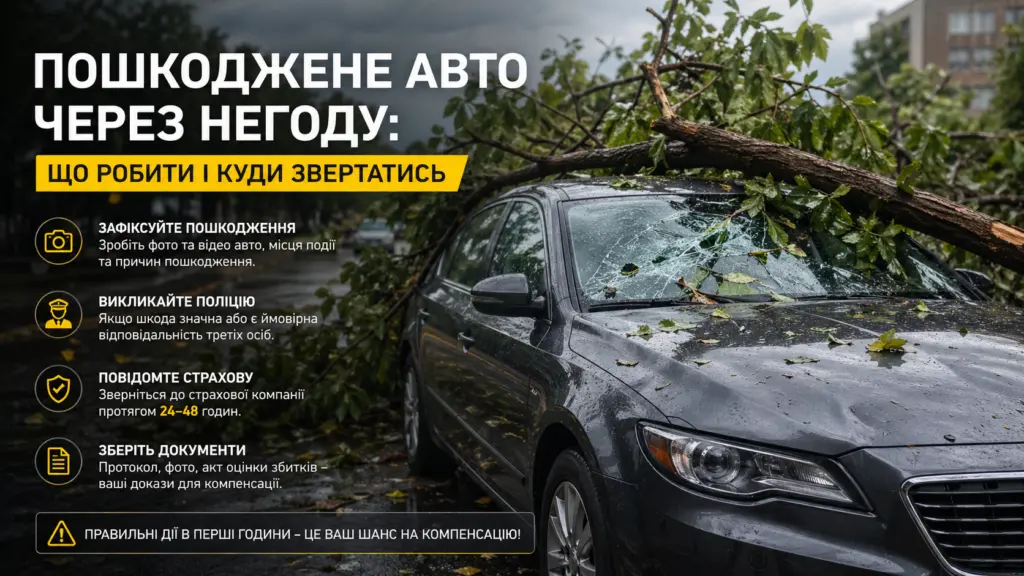 Пошкоджене авто через негоду: що робити і куди звертатися