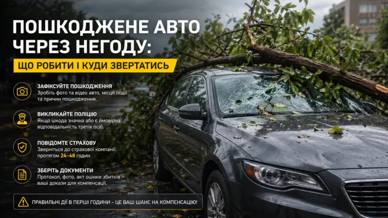 Пошкоджене авто через негоду: що робити і куди звертатися