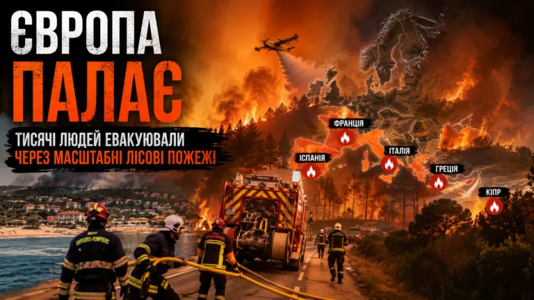 Європа палає: тисячі людей евакуювали через масштабні лісові пожежі